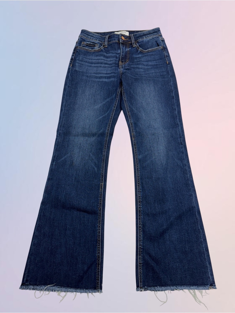 LOVERVET by VERVET Women’s 26 Raw Hem Bootcut Blue Jeans